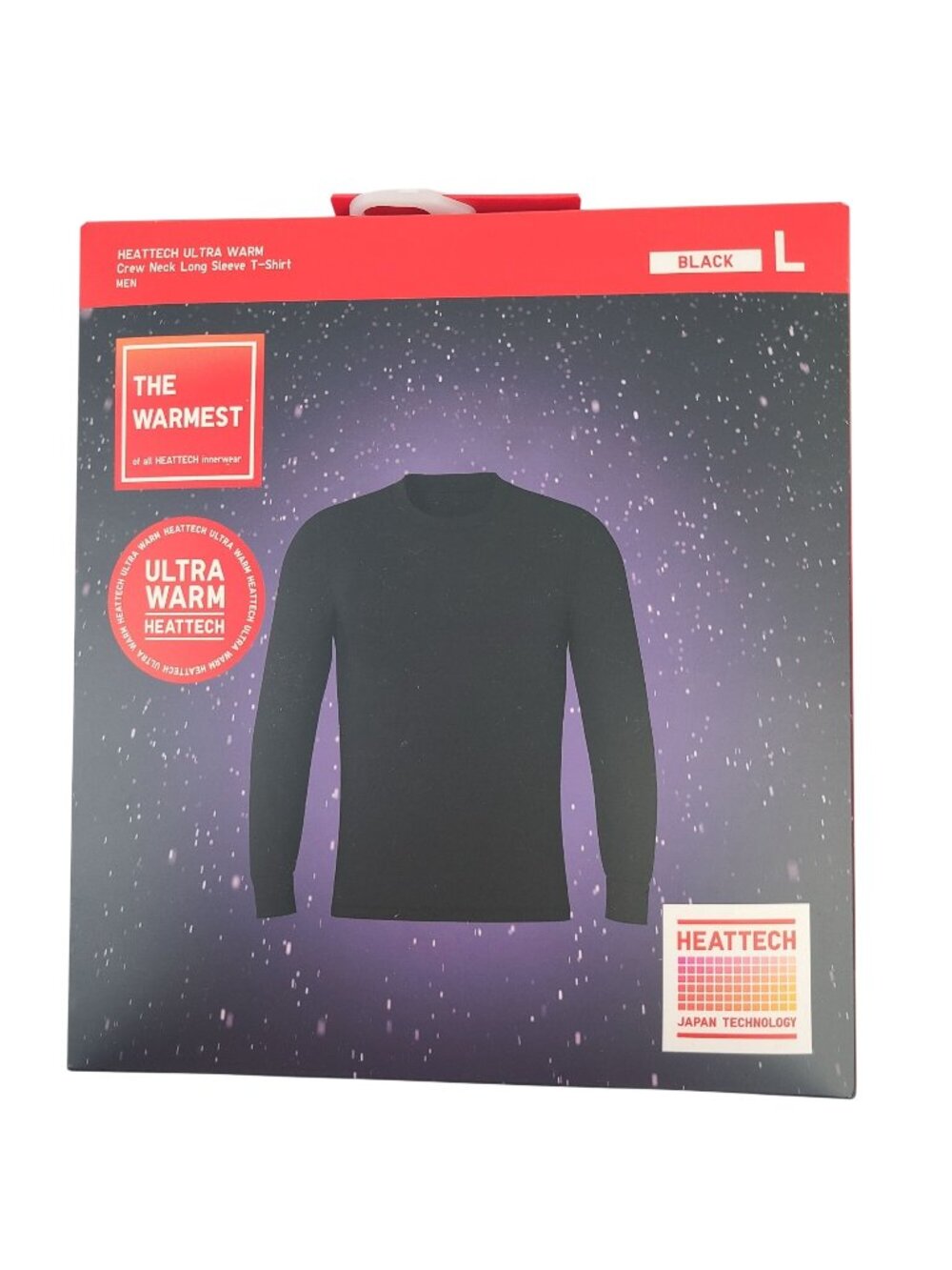 NEW Heattech Uniqlo Ultra Warm Men's Crew Neck Long Sleeve T-Shirt Black Sz L